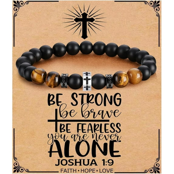 Cross Bracelet for Men Son Brother Boyfriend Father Dad Husband Father's Day Birthday Christian Religious Faith Graduation Anniversary Christmas Jewelry Gift for Man