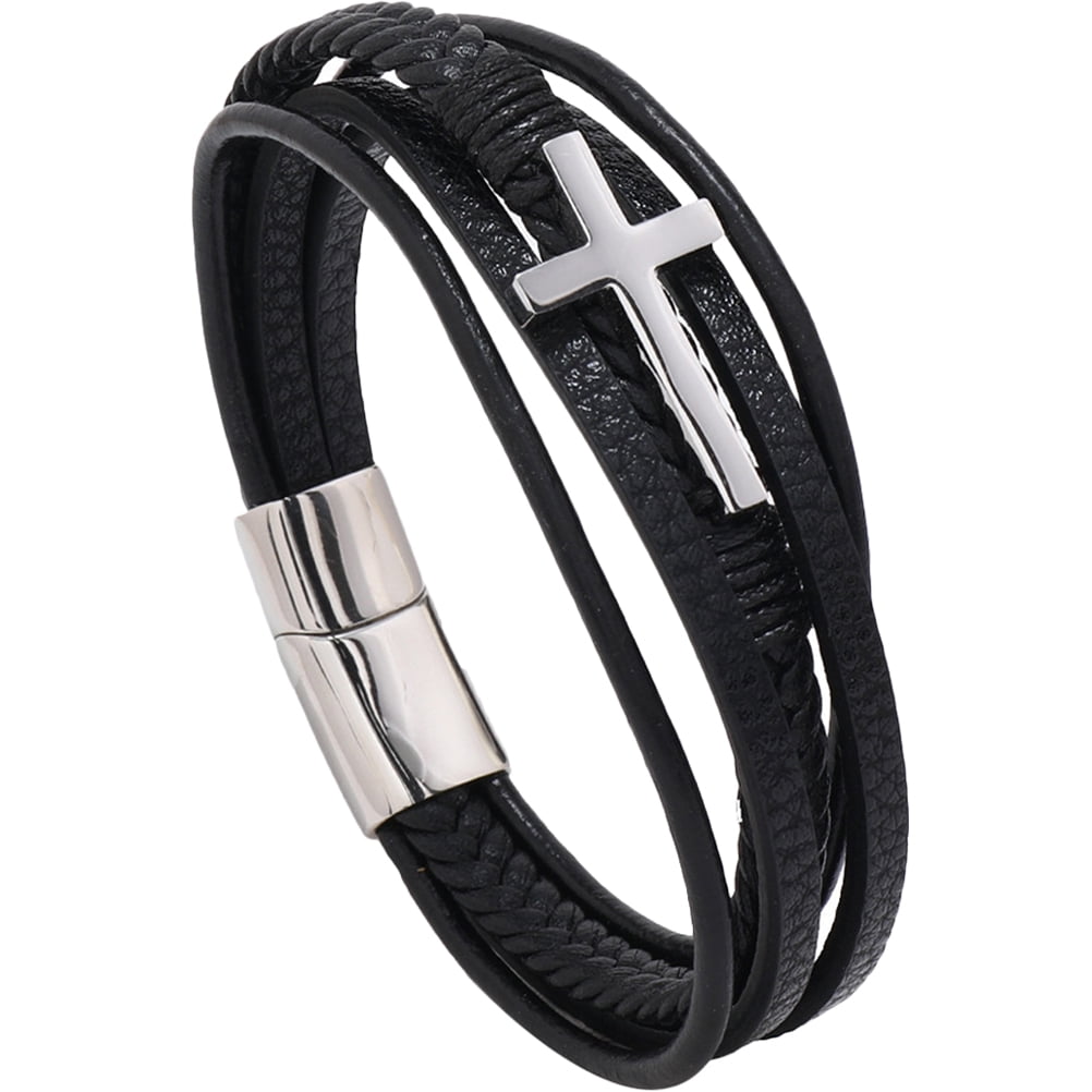 Cross Bracelet Men's Leather Punk Jewelry Mens Korean