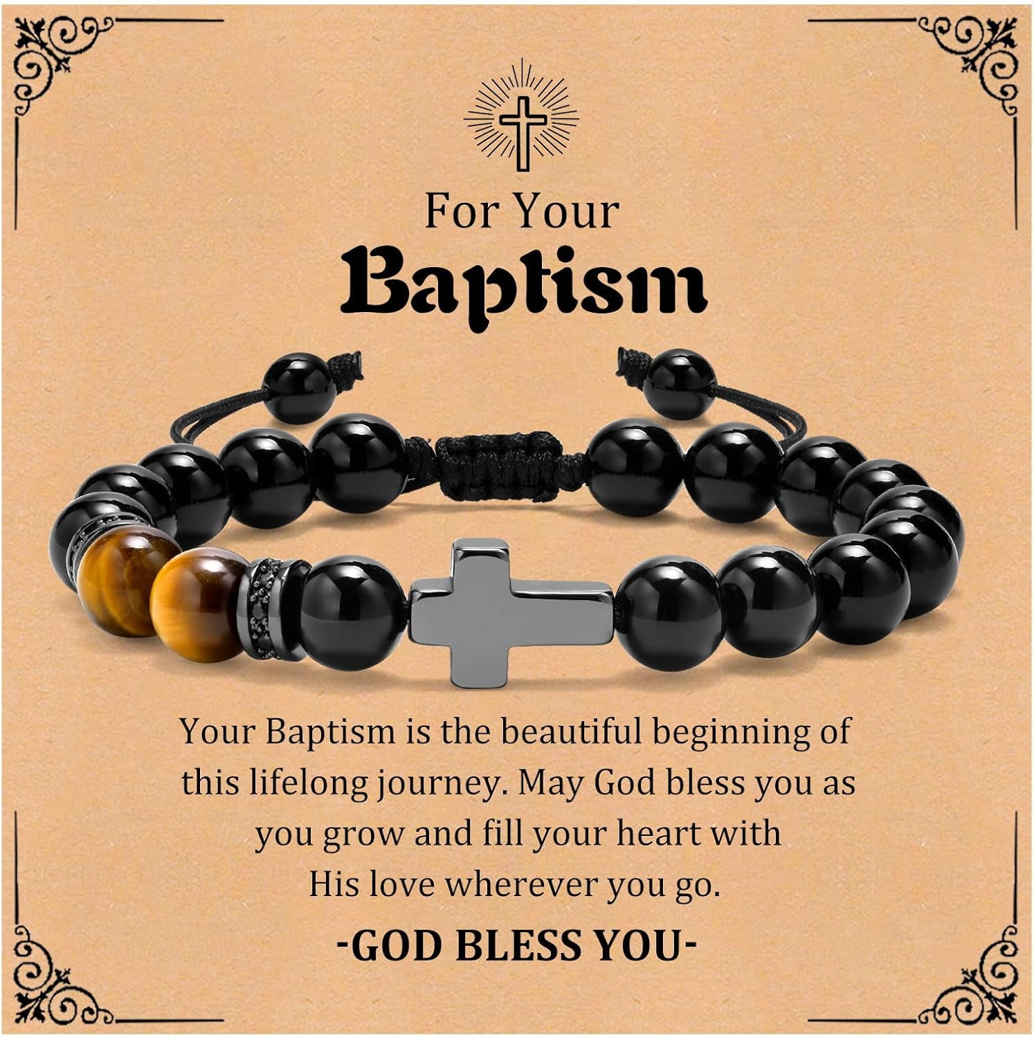 アクセサリー Engreve The Cross IX 511-9G wristband Cross-Bracelet-Natural-