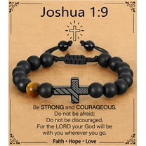 Cross Bracelet for Men Gifts, American Flag Cross Beads Bracelet Christian Christmas Easter Baptism Jewelry Gifts for Son Grandson
