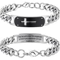 thumbnail image 1 of Cross Bracelet for Men, Stainless Steel Cuban Cross Chain Link Bracelets Bible Verse Christian Cool Jewelry Graduation Gifts 7.5-8.5 Inches, 1 of 6