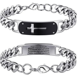 Inpasne Cross Bracelet for Men 316L Stainless Steel Religious