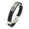 thumbnail image 1 of Cross Bracelets for Men, Stainless Steel Religious Bracelet with Silicone and Leather Men Boy's Cool Stainless Steel Buckle Rubber Band Cuff Wristband Bangle Bracelet for Couples, 1 of 6