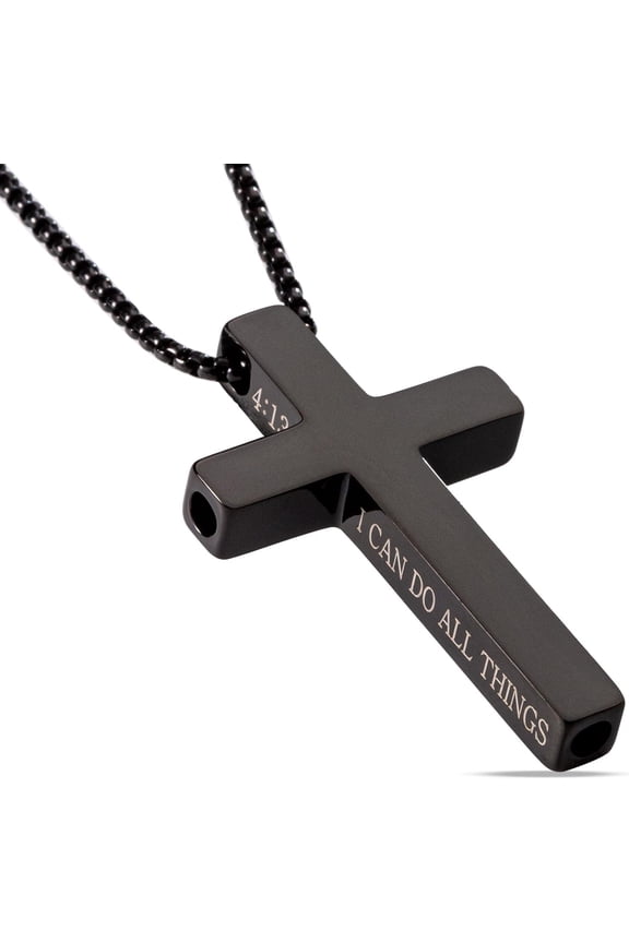 Cross Breathing Necklace, Inspirational Bible Verse Anti-Anxiety Mindfulness Necklace, Premium Stainless Steel Breathwork Tool, Anxiety Relief Items Gift