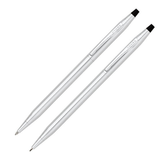 Cross Classic Century Refillable Medium Ballpoint Pen And 0.7mm Pencil Set, Includes Premium Gift Box - Lustrous Chrome