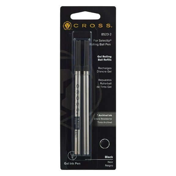 Cross Selectip Gel Rollerball Pen Refill, Medium Point, Black, 2-Pack (8523-2)