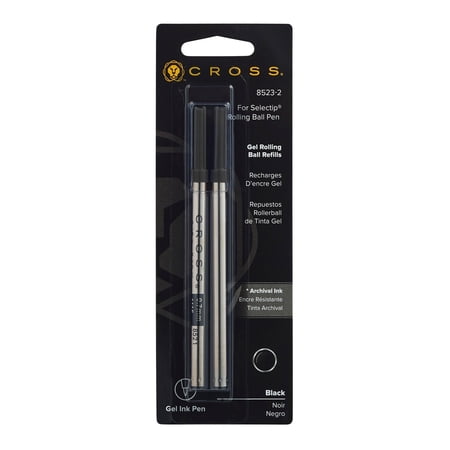 Cross Selectip Gel Rollerball Pen Refill, Medium Point, Black, 2-Pack (8523-2)