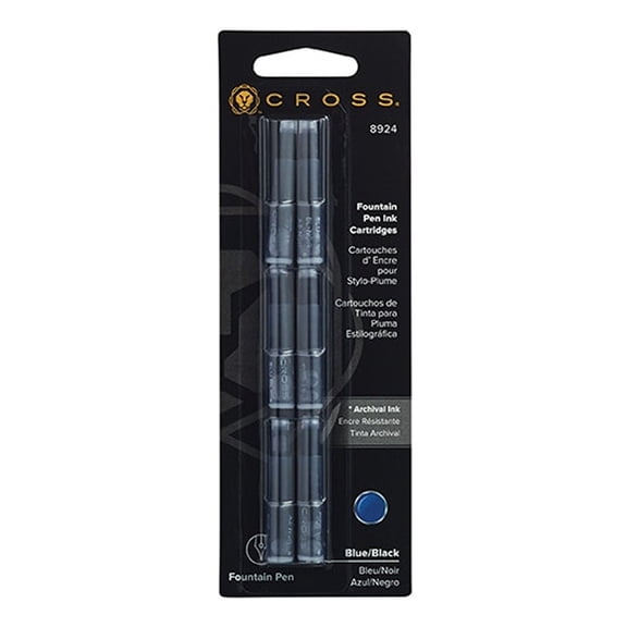 Cross Fountain Pen Ink Cartridge - Blue/Black, 6 per card (8924)