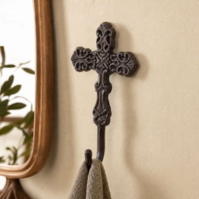 Cross Cast Iron Wall Hook, European Minimalist Vintage Decorative Robe Hook, Towel Hook for Entryway, Bathroom