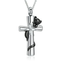 Cross Cat Urn Necklace for Ashes for Women Men Cremation Jewelry Butterfly Memorial Keepsake Pendant for Human Pet Ashes Holder