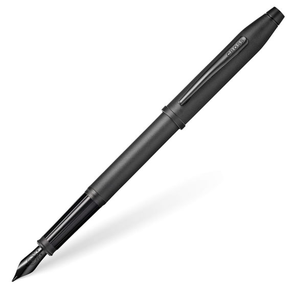 Cross Century® II Black Micro Knurl and Matte Black PVD Medium Nib Fountain Pen with Polished Black PVD Coated Stainless Steel Nib