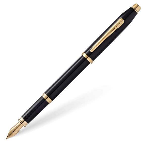 Cross Century® II Black Lacquer with 23KT Gold-Plated Appointments and 23KT Gold-Plated Medium Nib Fountain Pen