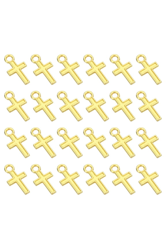 Cross Charm 200Pcs Cross Pendants Bulk Mini Cross Charm Pendants Alloy for Jewelry Making Bracelets Earrings Golden
