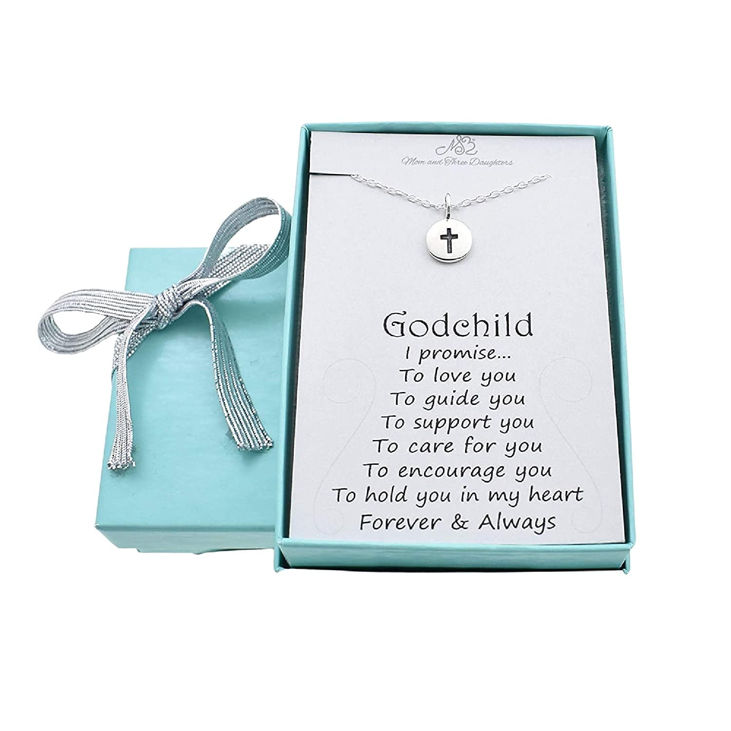 Cross Charm Necklace on a 14 Inch Cable Chain. Baptism Gift. Godchild Gift. First Communion Gift. Unisex Necklace