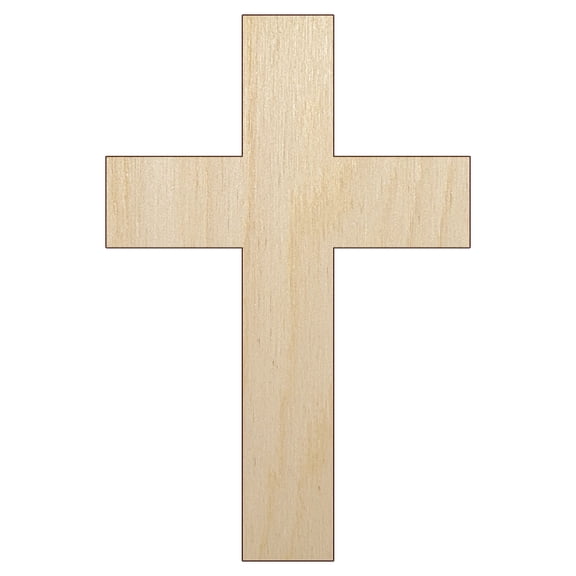Cross Christian Church Religion Wood Shape Unfinished Piece Cutout Craft DIY Projects - 4.70 Inch Size - 1/8 Inch Thick