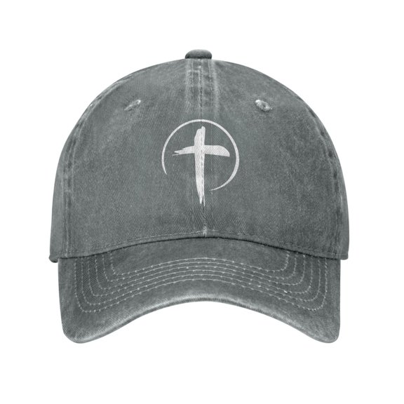 Cross Christian Logo Unisex Adult Washed Denim Cotton Sport Outdoor Baseball Cap Adjustable Cowboy Baseball Hat