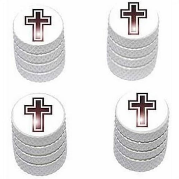 Cross Christian Religion Religious Tire Rim Wheel Aluminum Valve Stem Caps, Multiple Colors