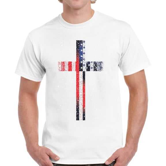 Cross Christian Shirt - USA Flag Patriotic Graphic Tees for Men