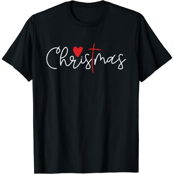 Cross Christmas Cute X-Mas Pajama Christian Jesus Faith T-Shirt Black Medium