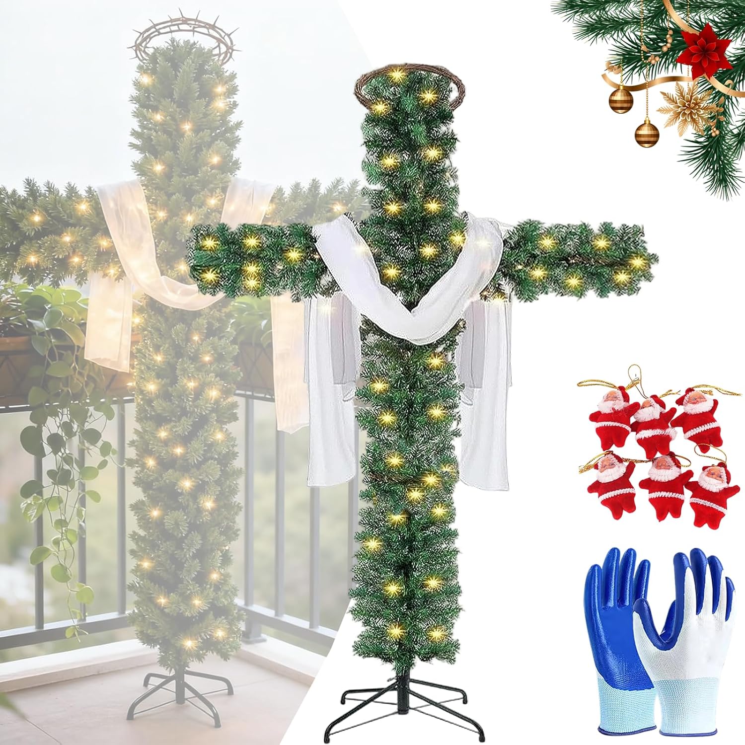 Crossmas Tree Cross Christmas Tree, Artificial Cross Shaped Christmas Tree with LED ...