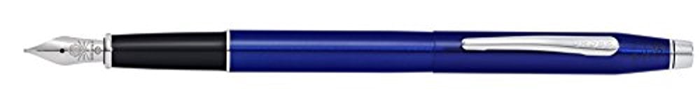 Cross Classic Century Blue Lacquer W/ Chrome Appointments And Stainless Steel Fine Nib Fountain Pen