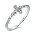 thumbnail image 1 of Cross Clear CZ Wholesale Ball Design Ring .925 Sterling Silver Band White Jewelry Female Size 5, 1 of 4