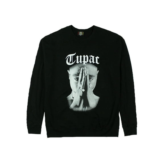 Poetic Justice Praying Hands Black Crew Neck Men's Sweatshirt (Medium)