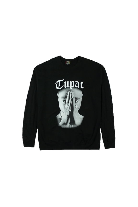 Poetic Justice Praying Hands Black Crew Neck Men's Sweatshirt (Medium)