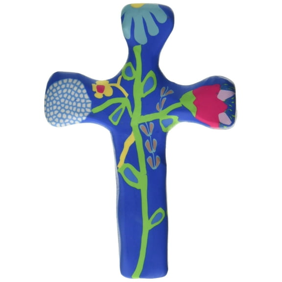Calypso Studios 193669 5.5 in. Comforting Clay Cross with Greeting Card-Multiple Blessings, Blue