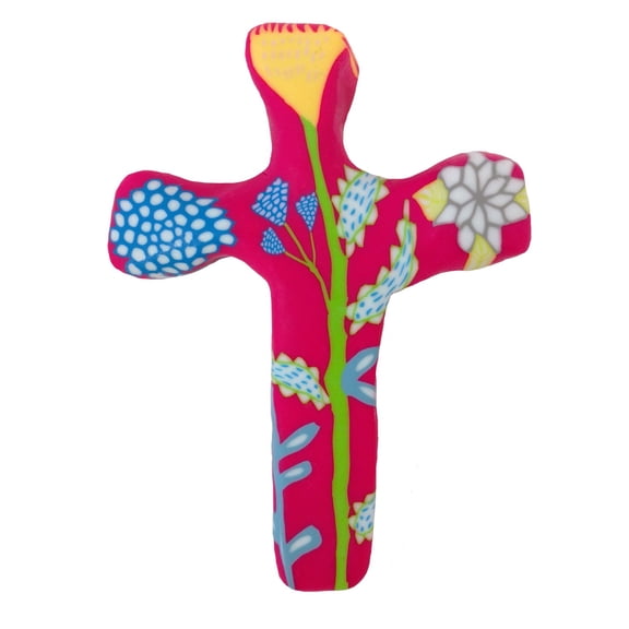 Cross-Comforting Clay w/Greeting Card-Multiple Blessings-Pink (5.5")