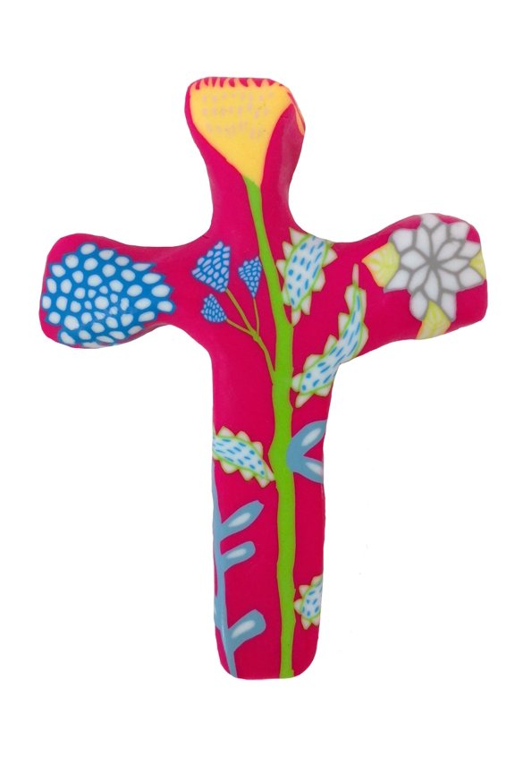 Cross-Comforting Clay w/Greeting Card-Multiple Blessings-Pink (5.5")