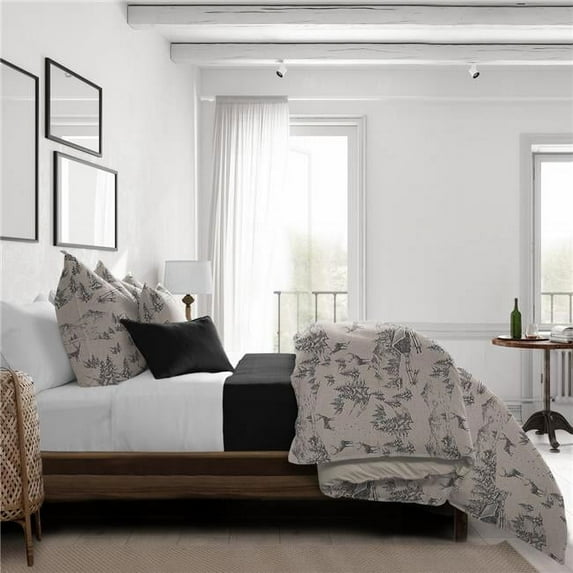 Cross Country Comforter & 2 Pillow Shams Set, Natural - Super Queen Size - 3 Piece