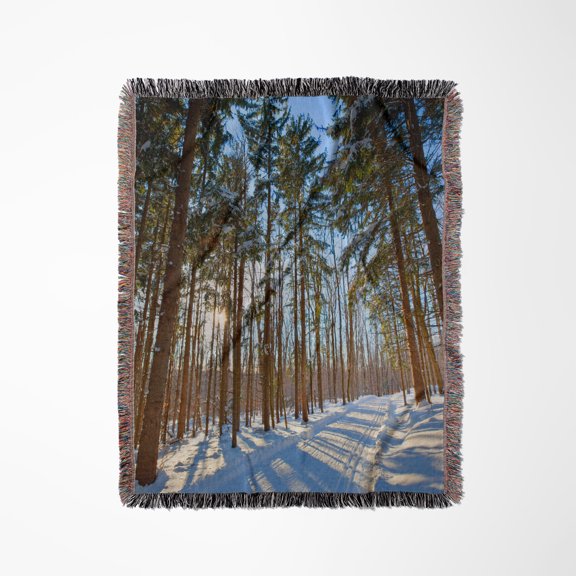 Cross-Country Ski Trail At The Notchview Reservation. Massachusetts, Woven Blanket