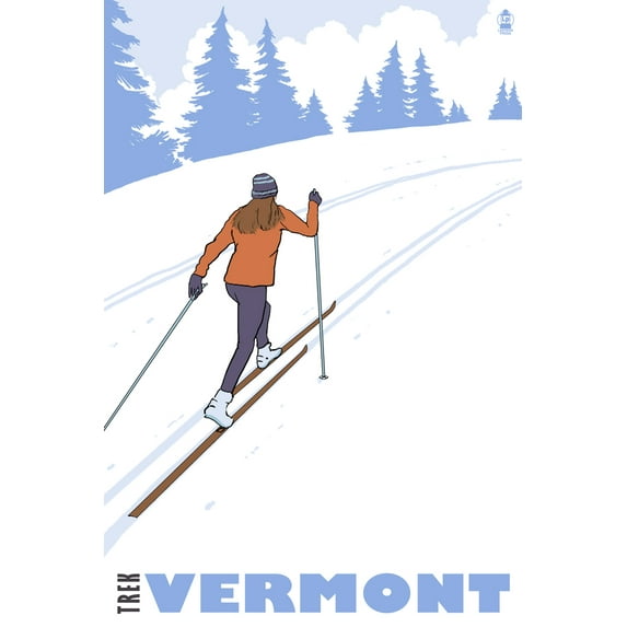 Cross Country Skier, Vermont (16x24 Giclee Gallery Art Print, Vivid Textured Wall Decor)