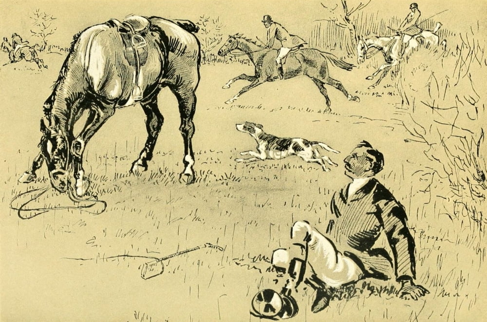 Cross Country with Horse & Hound 1902 Catch my horse Canvas Art - J Crawford Wood (24 x 36)