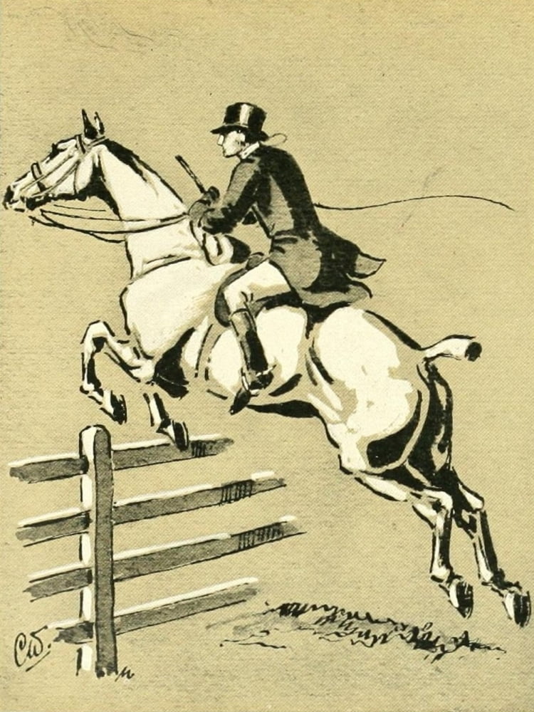 Cross Country with Horse & Hound 1902 Right way of jumping Canvas Art - J Crawford Wood (18 x 24)