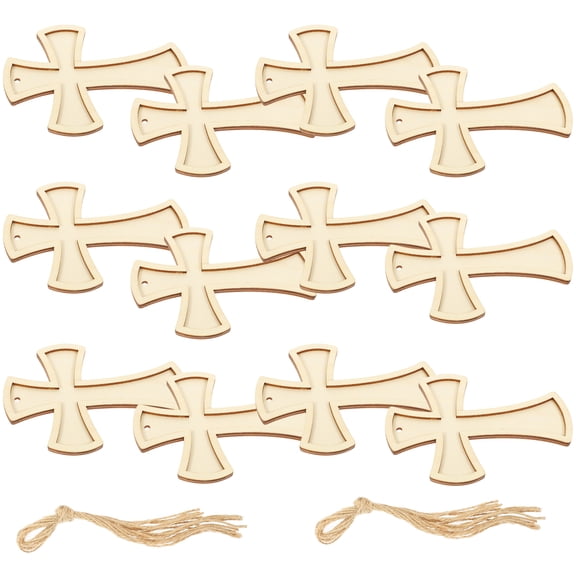 USHOBE Cross Pendant Wooden 12Pcs 4.96X3.58In