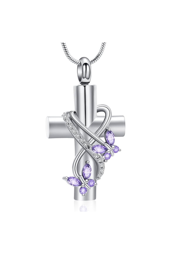 Cross Cremation Jewelry Butterfly Cross Urn Necklace for Ashes Stainless Steel Cross Pendant Urn Necklace Memorial Keepsake Jewelry for Men Women Human / Pet Memorial Ash Jewelry