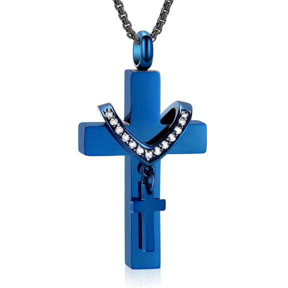 Cross Cremation Urn Necklace for Ashes Stainless Steel Cross Urn Pendant Ashes Holder Memorial Jewelry with Mini Keepsake Urn Memorial Ash Jewelry