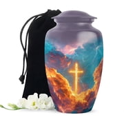 Cross Cremation Urns For Human Ashes Adult Female - Large funeral Urns For Adult Male - blue Urn For Ashes For Women - Gray Memorial Urn For Man - 10 Inch
