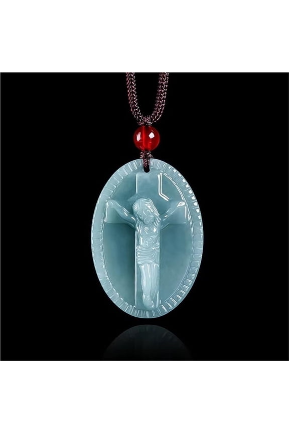 Cross Crucifix Jesus Jade Medal Necklace,Saint Cross God Lord Necklace,Confirmation Jewelry