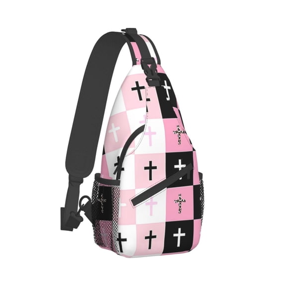 Cross Crucifixion Crossbody Bag Sports Colorful Leopard Christian Cross Pattern Chest Bag Unisex Shoulder Backpacks Travel