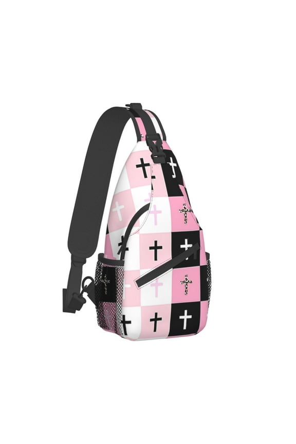 Cross Crucifixion Crossbody Bag Sports Colorful Leopard Christian Cross Pattern Chest Bag Unisex Shoulder Backpacks Travel