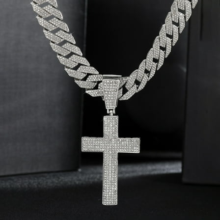 Cross Cuban chain Street hip-hop sweater pendant pendant luxury alloy full diamond necklace pendant