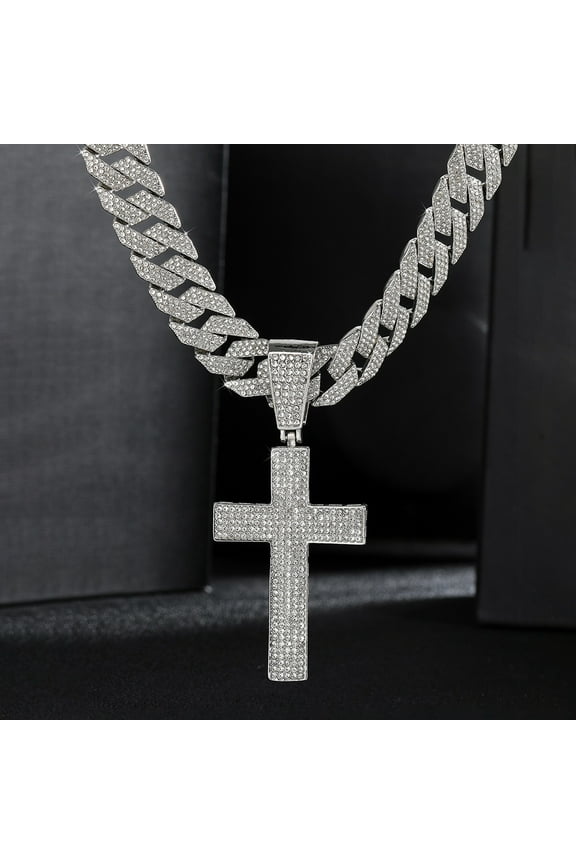 Cross Cuban chain Street hip-hop sweater pendant pendant luxury alloy full diamond necklace pendant