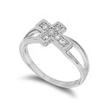 thumbnail image 1 of Cross Cubic Zirconia Ring Sterling Silver 925, 1 of 2