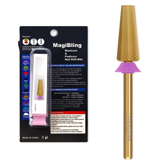 Cross Cut Nail Drill Bit, Tungsten Carbide Tapered Barrel E File Bit for Gel Polish Removal and Manicure Care
