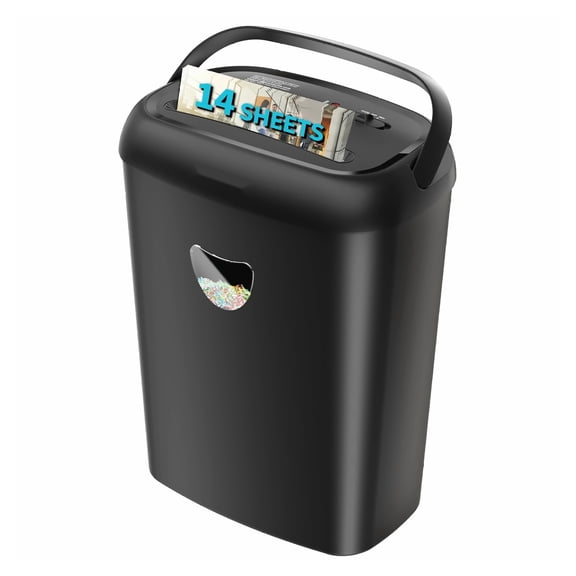 Cross Cut Paper Shredder - 14 Sheet Capacity, P-4 Security, 6.6 Gallon - Jam Proof Heavy Duty Shredder for Home & Office Use