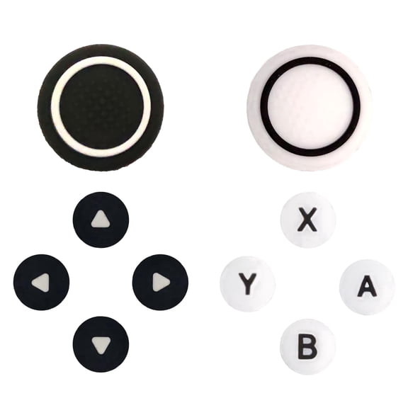Cross D-Pad Button Caps Switch 2 Thumb Grip Caps Set, Creative Soft Joystick Covers Key Buttons Sticker Cover Caps Design for Switch 2 (Black & White)