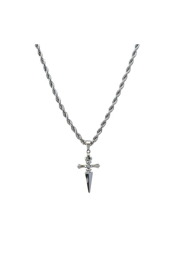 Cross Dagger Pendant Necklace for Men Women Streetwear Punk Hip Hop Unisex Necklace